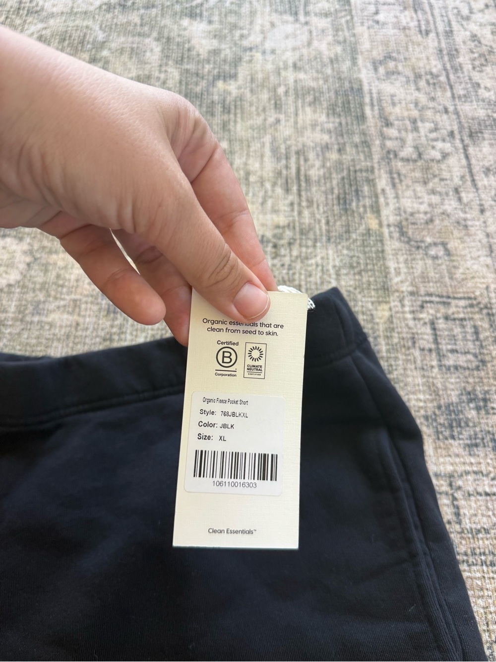 NWT MATE the Label 100% Organic Cotton Black Sweat Shorts Fleece Lounge XL - Picture 4 of 6